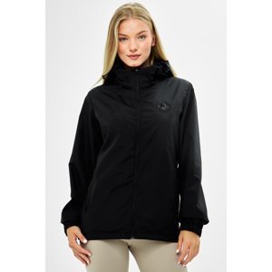 River Club Women's Black Lined Water Resistant Hooded Raincoat with Pockets - Windbreaker Jacket