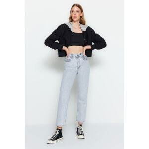 Trendyol Gray High Waist Straight Jeans