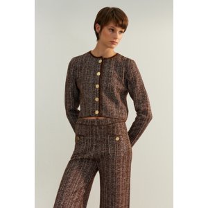 Trendyol Limited Edition Brown Glittery Knitwear Cardigan