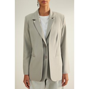 Trendyol Gray Premium Regular Lined Double Layer Woven Blazer Jacket