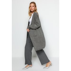Trendyol Gray Pocket Detailed Knitwear Cardigan