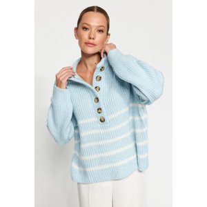 Trendyol Light Blue More Sustainable Crew Neck Striped Knitwear Sweater