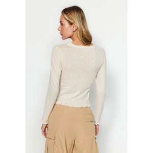 Trendyol Beige Baby Overlock Detail Regular/Regular Fit Knitted Blouse