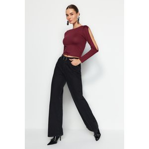 Trendyol Burgundy Cut Out Detailed Slim, Flexible Knitted Blouse