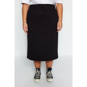 Trendyol Curve Black Stopper Detail Thick Knitted Skirt