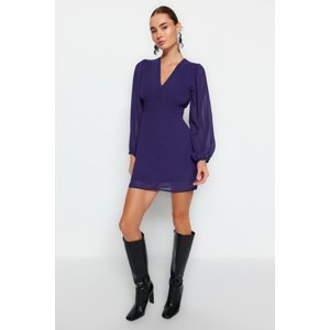 Trendyol Purple A-Line Buttoned Lined Chiffon Woven Dress