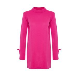 Trendyol Pink Stand-Up Collar Knitwear Sweater with Binding Detailed Sleeves