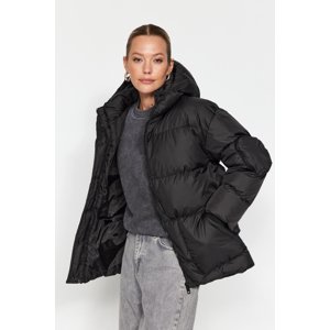 Trendyol Black Oversize Hooded Puffy Coat