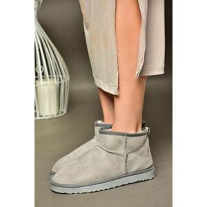 Fox Shoes R612018402 Gray Suede Women's Boots with Pile Inner Ankle Boots