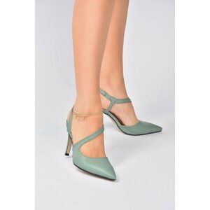Fox Shoes Women's Green Pointed Toe Heeled Shoes