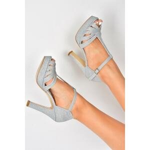 Fox Shoes Women's Silver Glitter Platform Heels Shoes