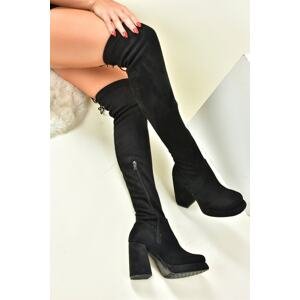 Fox Shoes Black Suede Platform Sole Women's Boots