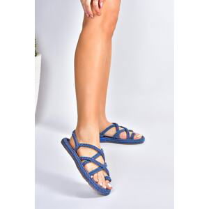 Fox Shoes Denim Blue Fabric Women's Sandals