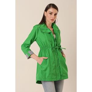By Saygı Waist Tie-Up, Square Sleeve Folded Lined Trench Coat