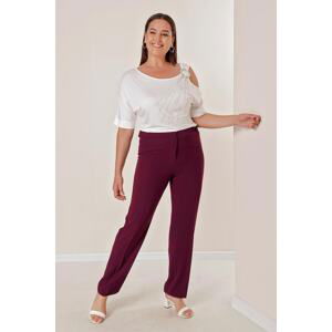 By Saygı Imported Crepe Plus Size Trousers with Elastic Sides