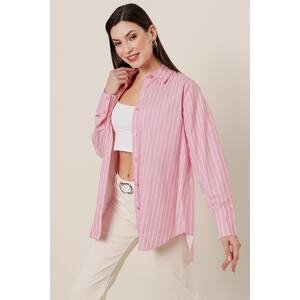 By Saygı Striped Oversized Shirt Pink