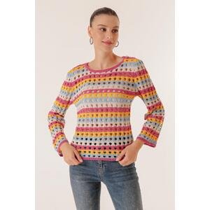By Saygı Colorful Perforated Crop Sweater