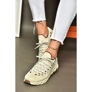 Fox Shoes P751020104 Beige Fabric Women's Sports Shoes Sneakers