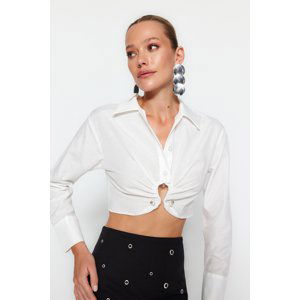 Trendyol Ecru Accessory Crop Shirt