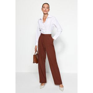 Trendyol Brown Wide Leg Pleated Woven Trousers