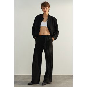 Trendyol Black Limited Edition Normal Waist Straight/Straight Cut Striped Woven Trousers