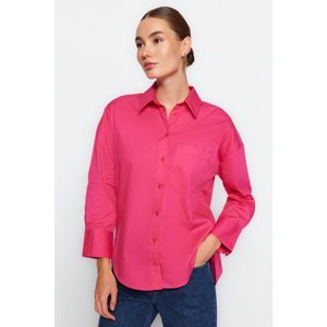 Trendyol Pink Oversize/Creature Poplin Woven Shirt