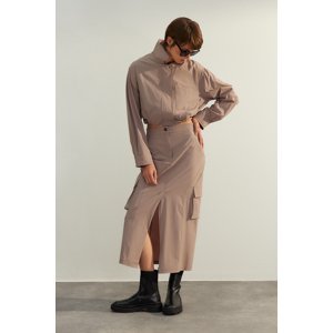 Trendyol Mink Limited Edition High Quality Slit Detail Midi Woven Skirt