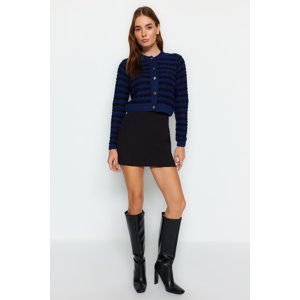 Trendyol Navy Blue Crop Striped Knitwear Cardigan