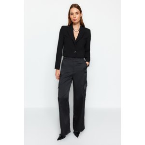 Trendyol Black Satin Cargo Wide Leg Woven Trousers