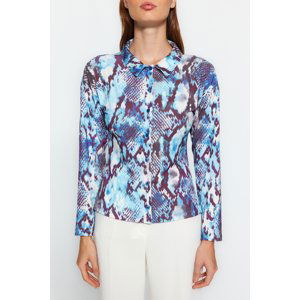 Trendyol Blue Printed Knit Shirt