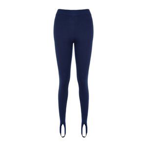 Trendyol Navy Blue High Waist Fuzo Interlock Knitted Leggings