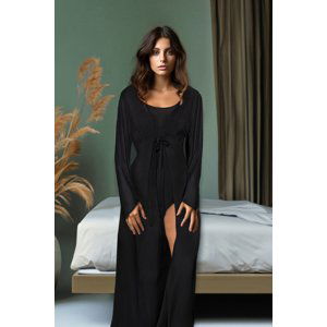 Trendyol Black Lace Detailed Viscose Knitted Dressing Gown