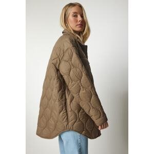 Happiness İstanbul Women's Mink Pocket Oversized Quilted Coat