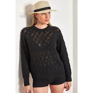 Bianco Lucci Women's Square Patterned Knitwear Seasonal Sweater