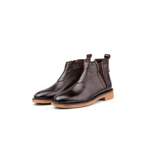 Ducavelli Leeds Genuine Leather Chelsea Daily Boots With Non-Slip Soles Brown.