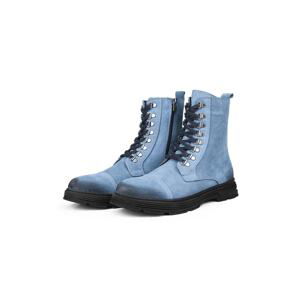 Ducavelli Military Genuine Leather Anti-slip Sole Lace-Up Long Suede Boots Blue