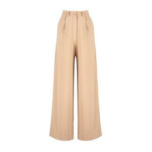 Trendyol Camel Extra Wide Leg / Wide Leg Pleat Detailed Crepe Fabric Knitted Trousers
