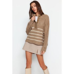 Trendyol Mink Care Collection Crew Neck Striped Knitwear Sweater
