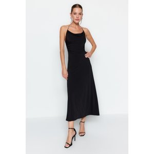 Trendyol Black Evening Dress With Chain Accessory Detail