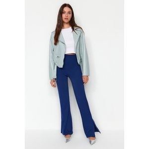 Trendyol Indigo Slits in the Sides Flare/Flare-Flare High Waist Knitted Trousers