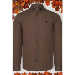 G725 DEWBERRY MEN'S SHIRT-PLAIN BROWN