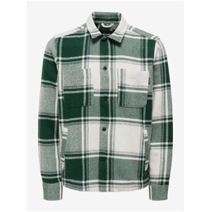 Zelená pánská kostkovaná košilová bunda ONLY & SONS Mace - Pánské