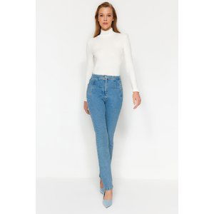 Trendyol Blue Pocket Detailed High Waist Straight Jeans