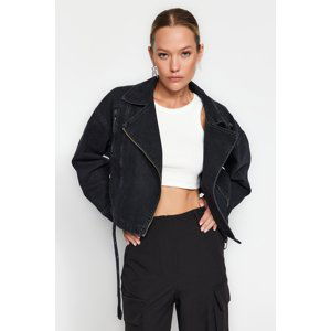 Trendyol Black Zipper Detailed Biker Denim Jacket