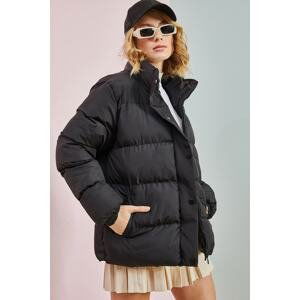 Bianco Lucci Women's Front Puffed Collar Puffy Coat