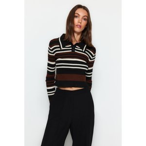 Trendyol Black Crop Polo Collar Knitwear Sweater