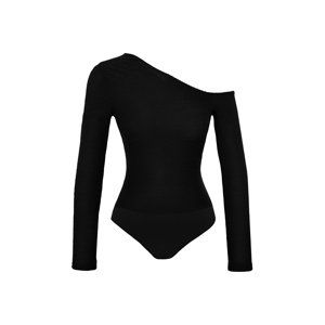 Trendyol Black Jacquard Fitted Asymmetrical Collar Knitted Body