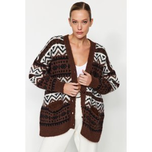 Trendyol Brown Oversize Knitwear Cardigan
