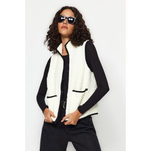 Trendyol Winter Essentials Ecru Thick Fleece Zipper Knitted Vest