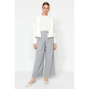 Trendyol Gray Striped Wide Leg Woven Trousers